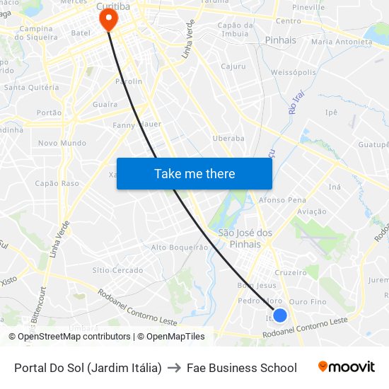 Portal Do Sol (Jardim Itália) to Fae Business School map