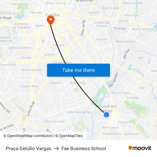 Praça Getúlio Vargas to Fae Business School map