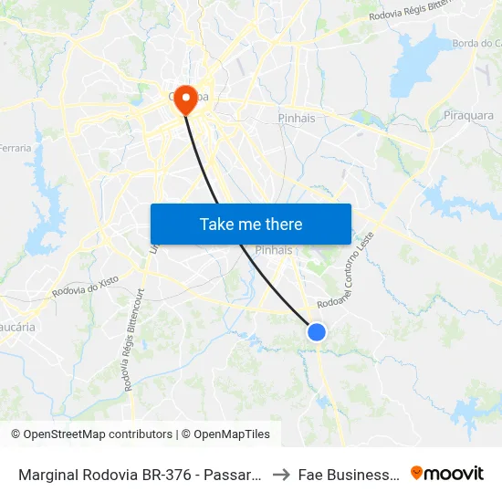 Marginal Rodovia BR-376 - Passarela Barro Preto to Fae Business School map