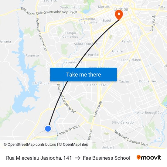 Rua Mieceslau Jasiocha, 141 to Fae Business School map