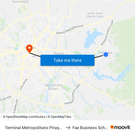 Terminal Metropolitano Piraquara to Fae Business School map