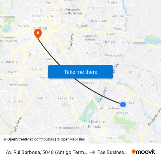 Av. Rui Barbosa, 5048 (Sentido São José E Curitiba) to Fae Business School map