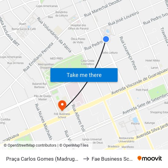 Praça Carlos Gomes (Madrugueiro) to Fae Business School map