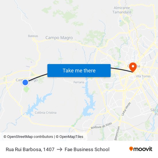 Rua Rui Barbosa, 1407 to Fae Business School map