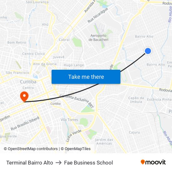 Terminal Bairro Alto to Fae Business School map