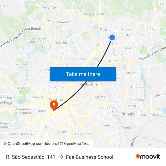 R. São Sebastião, 141 to Fae Business School map
