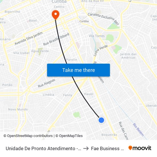 Unidade De Pronto Atendimento - Boqueirão to Fae Business School map