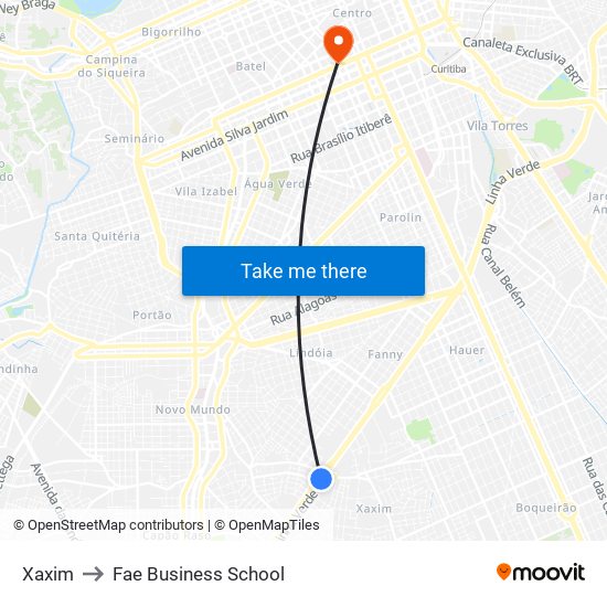 Xaxim to Fae Business School map