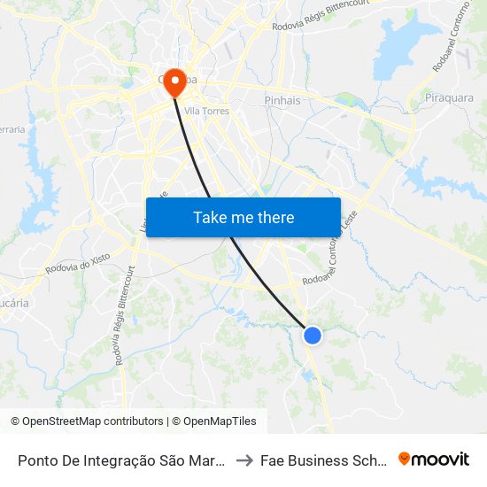 Ponto De Integração São Marcos to Fae Business School map