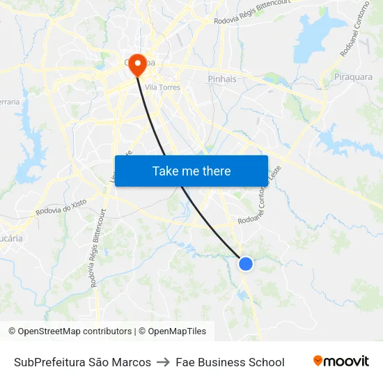 SubPrefeitura São Marcos to Fae Business School map