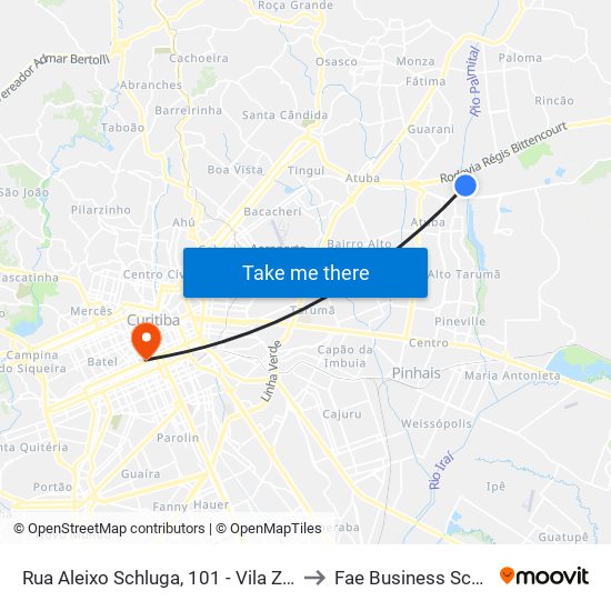 Rua Aleixo Schluga, 101 - Vila Zumbi to Fae Business School map