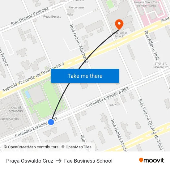 Praça Oswaldo Cruz to Fae Business School map