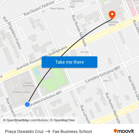 Praça Oswaldo Cruz to Fae Business School map