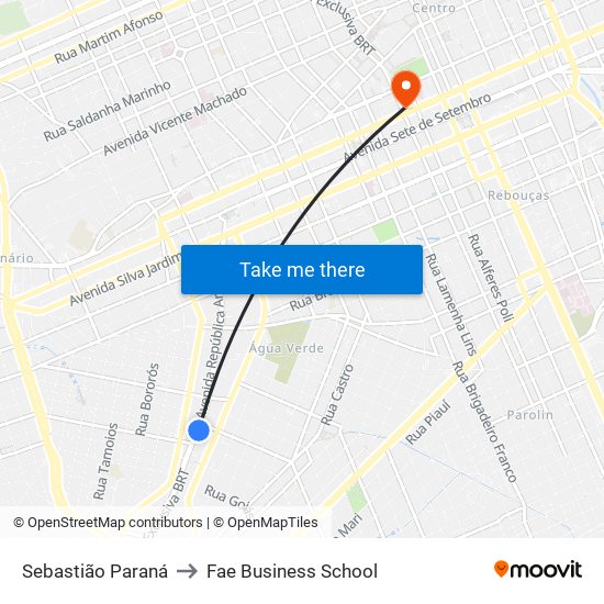 Sebastião Paraná to Fae Business School map