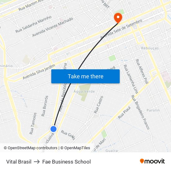 Vital Brasil to Fae Business School map