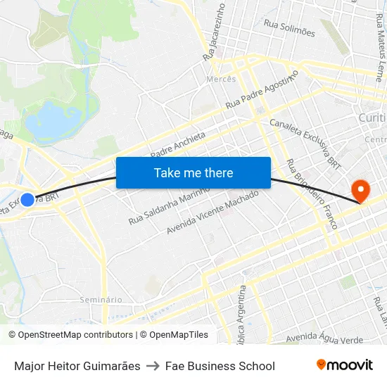 Major Heitor Guimarães to Fae Business School map