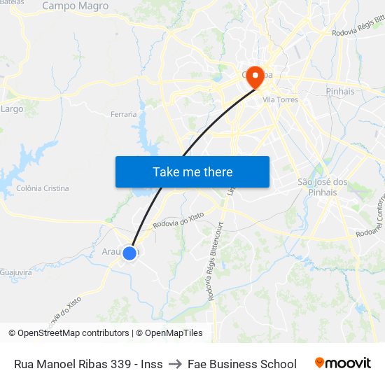 Rua Manoel Ribas 339 - Inss to Fae Business School map