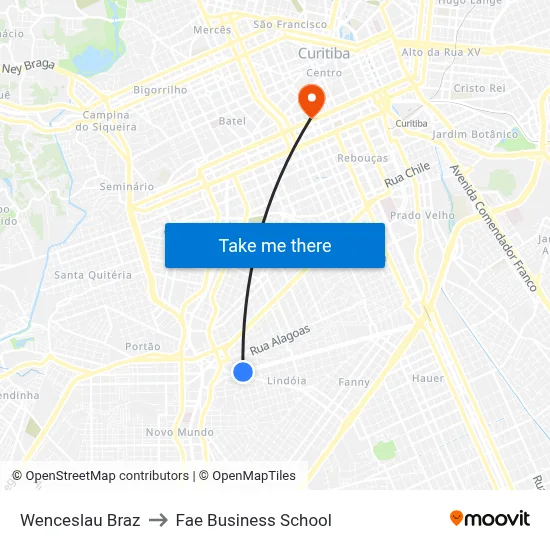 Wenceslau Braz to Fae Business School map