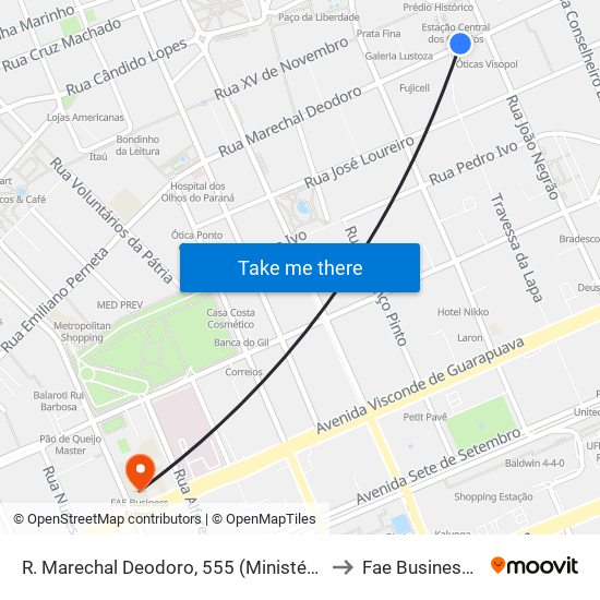 R. Marechal Deodoro, 555 (Ministério Da Economia) to Fae Business School map