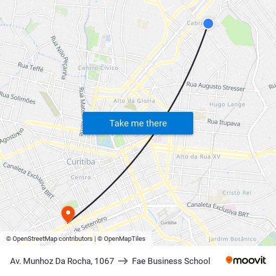 Av. Munhoz Da Rocha, 1067 to Fae Business School map