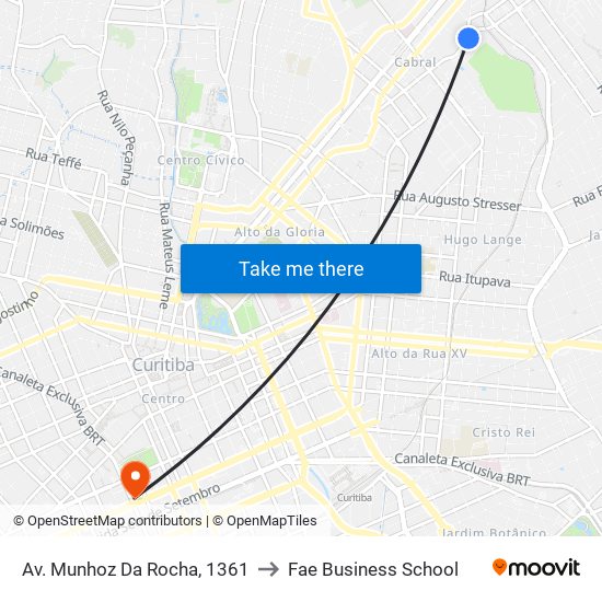 Av. Munhoz Da Rocha, 1361 to Fae Business School map