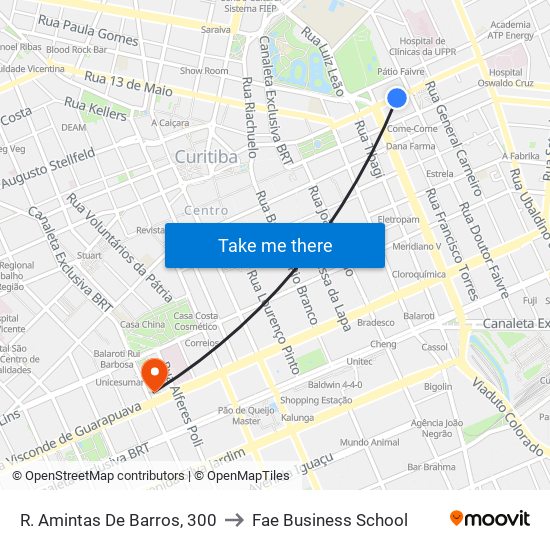 R. Amintas De Barros, 300 to Fae Business School map