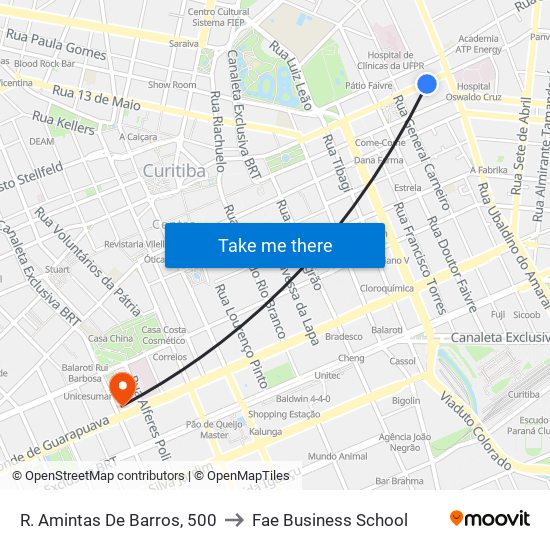 R. Amintas De Barros, 500 to Fae Business School map