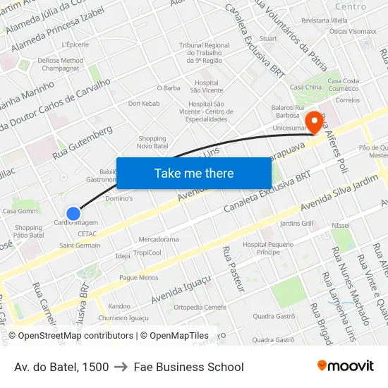 Av. do Batel, 1500 to Fae Business School map