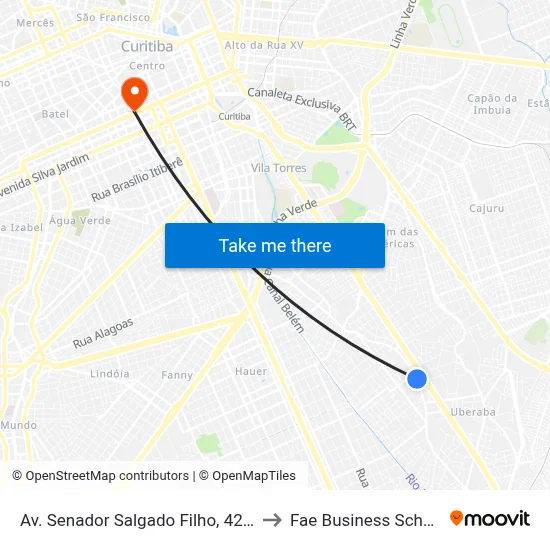 Av. Senador Salgado Filho, 4291 to Fae Business School map