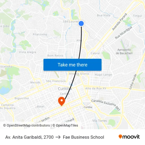 Av. Anita Garibaldi, 2700 to Fae Business School map
