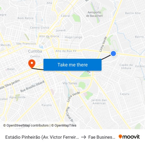Estádio Pinheirão (Av. Victor Ferreira Do Amaral 1913) to Fae Business School map