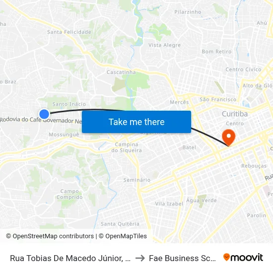 Rua Tobias De Macedo Júnior, 1721 to Fae Business School map
