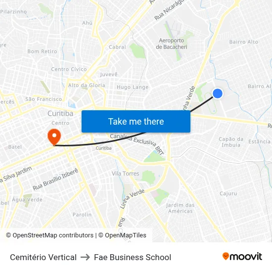 Cemitério Vertical to Fae Business School map