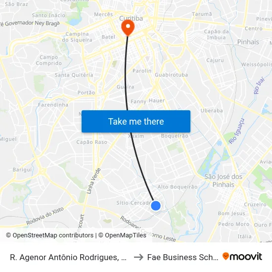 R. Agenor Antônio Rodrigues, 1730 to Fae Business School map