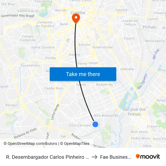 R. Desembargador Carlos Pinheiro Guimarães, 1395 to Fae Business School map