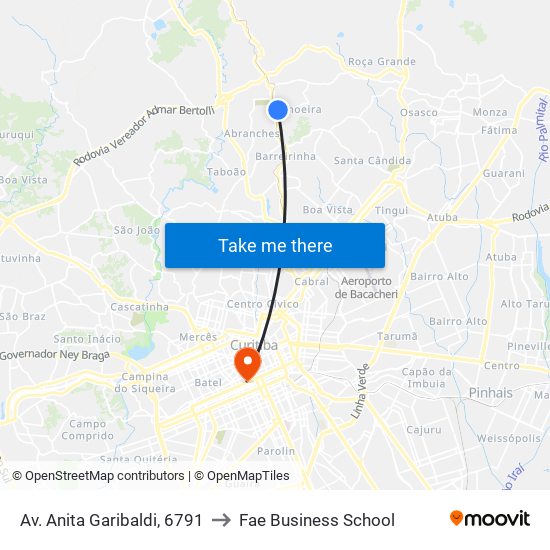 Av. Anita Garibaldi, 6791 to Fae Business School map