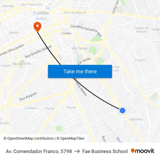 Av. Comendador Franco, 5798 to Fae Business School map