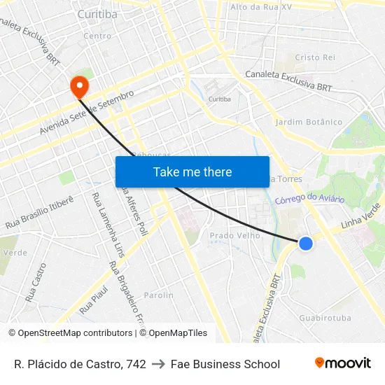 R. Plácido de Castro, 742 to Fae Business School map