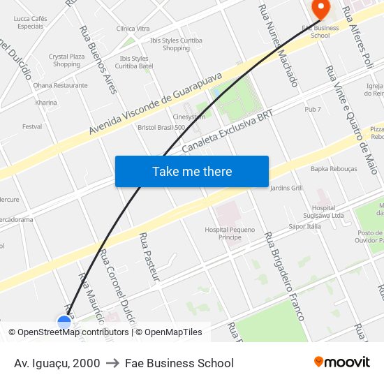 Av. Iguaçu, 2000 to Fae Business School map