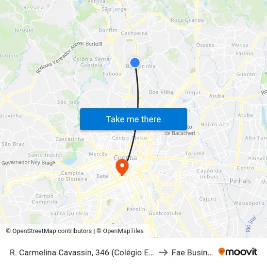 R. Carmelina Cavassin, 346 (Colégio Estadual Gelvira Correa Pacheco) to Fae Business School map