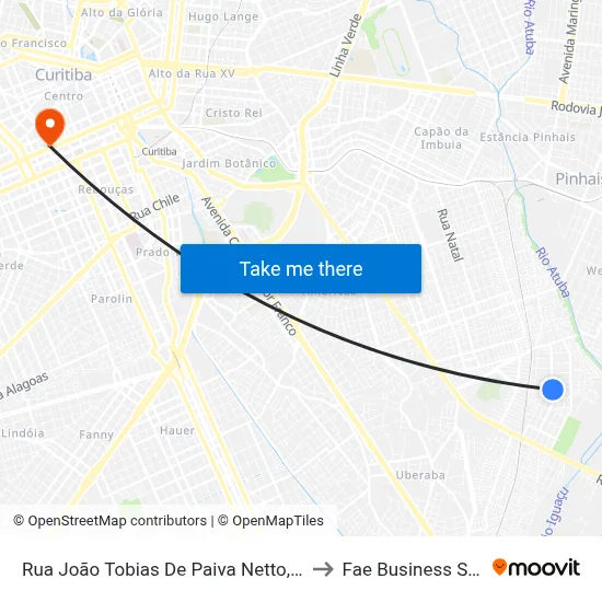 Rua João Tobias De Paiva Netto, 886-894 to Fae Business School map