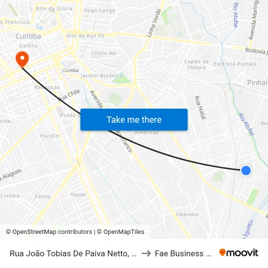 Rua João Tobias De Paiva Netto, 1108-1118 to Fae Business School map