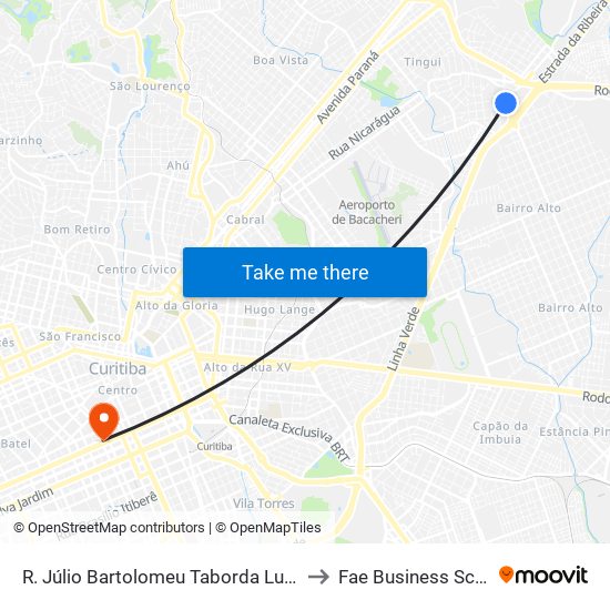 R. Júlio Bartolomeu Taborda Luiz, 291 to Fae Business School map