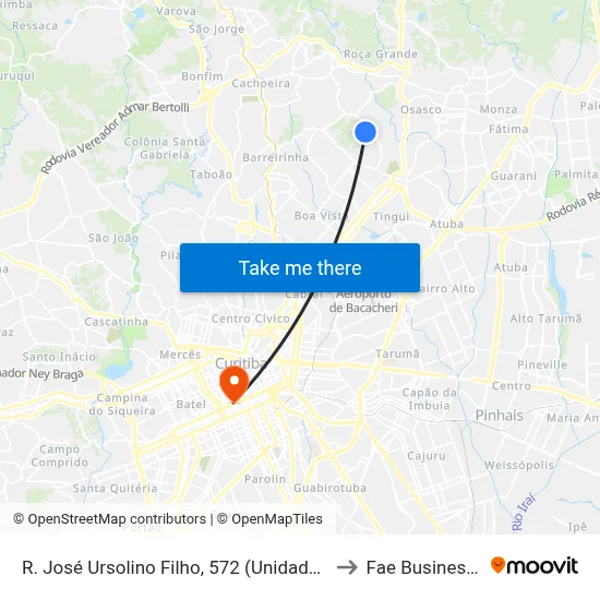 R. José Ursolino Filho, 572 (Unidade de Saúde Aliança) to Fae Business School map