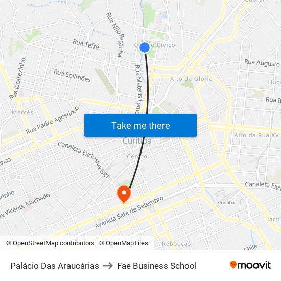 Palácio Das Araucárias to Fae Business School map