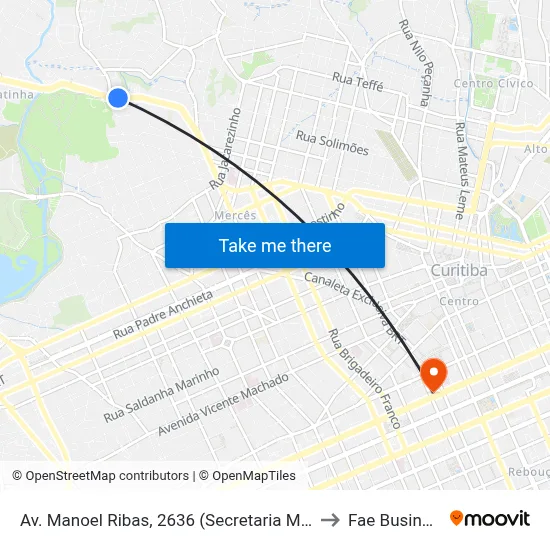 Av. Manoel Ribas, 2636 (Secretaria Municipal do Meio Ambiente) to Fae Business School map