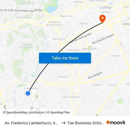 Av. Frederico Lambertucci, 645 to Fae Business School map