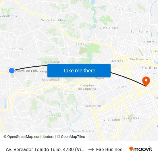 Av. Vereador Toaldo Túlio, 4730 (Viaduto Toaldo Túlio) to Fae Business School map