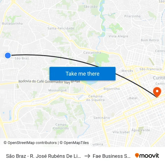 São Braz - R. José Rubéns De Lima, 215 to Fae Business School map