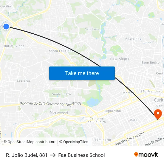R. João Budel, 881 to Fae Business School map
